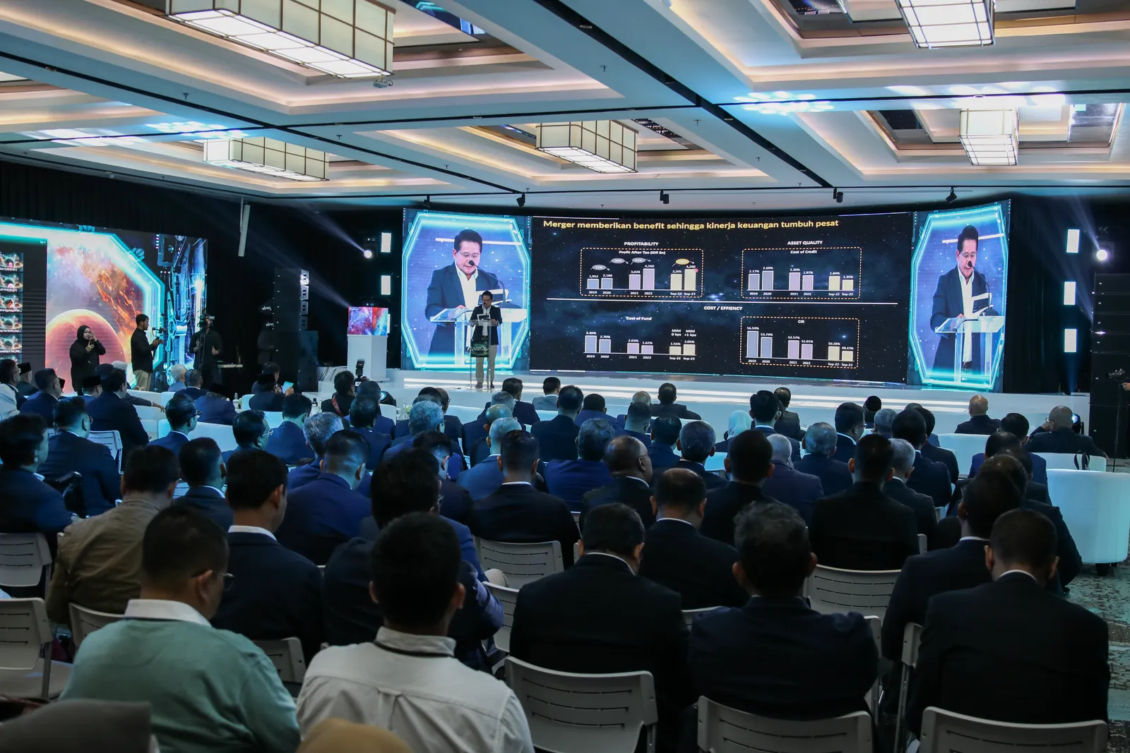 Rakernas BSI 2024 dengan layar panggung besar dan peserta